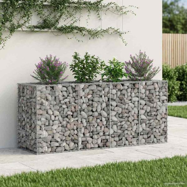 ARDEBO.de - Gabionen-Hochbeet 170 x 50 x 80 cm Verzinkter Stahl Silber