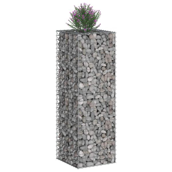 Gabionen-Hochbeet 50 x 50 x 150 cm Verzinkter Stahl Silber