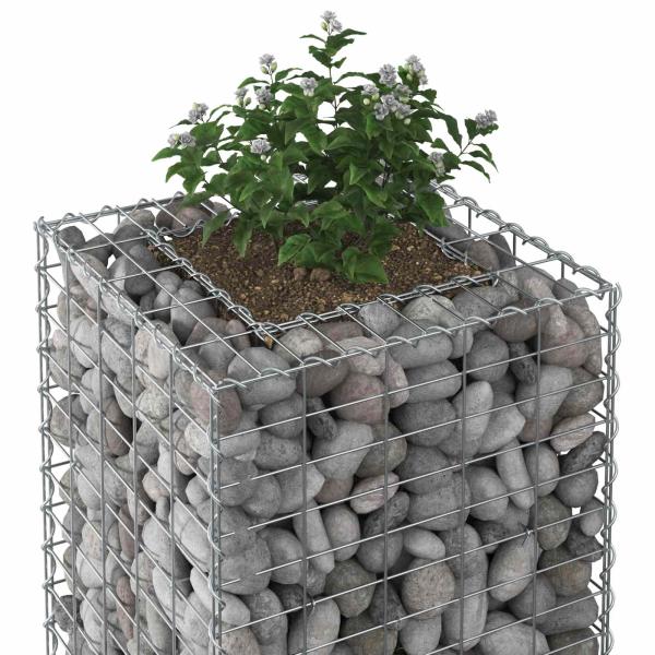 Gabionen-Hochbeet 50 x 50 x 150 cm Verzinkter Stahl Silber