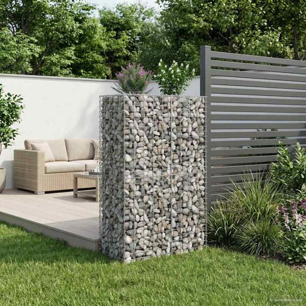 Gabionen-Hochbeet 90 x 50 x 150 cm Verzinkter Stahl Silber