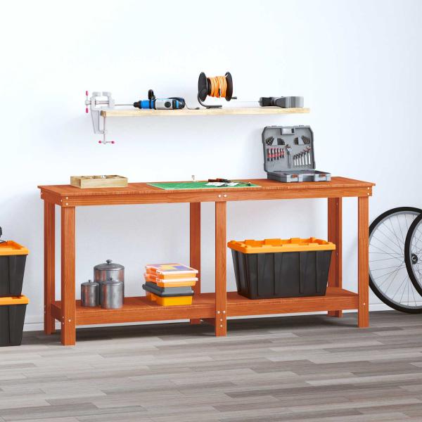 ARDEBO.de - Werkbank Wachsbraun 180 x 50 x 80 cm Massives Kiefernholz