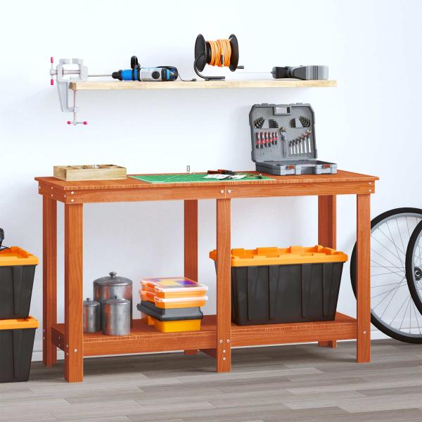 ARDEBO.de - Werkbank Wachsbraun 140 x 50 x 80 cm Massives Kiefernholz