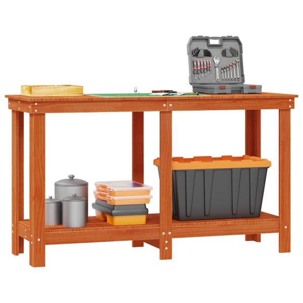Werkbank Wachsbraun 140 x 50 x 80 cm Massives Kiefernholz