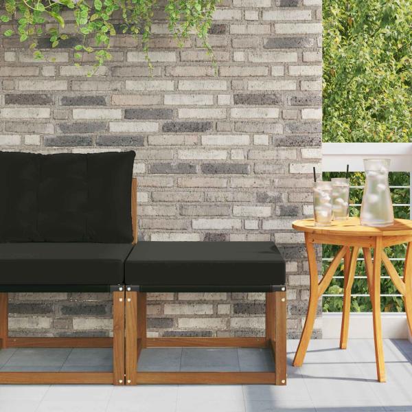 ARDEBO.de - Outdoor-Fußhocker Massivholz Akazie und Textilene Stoff Natur