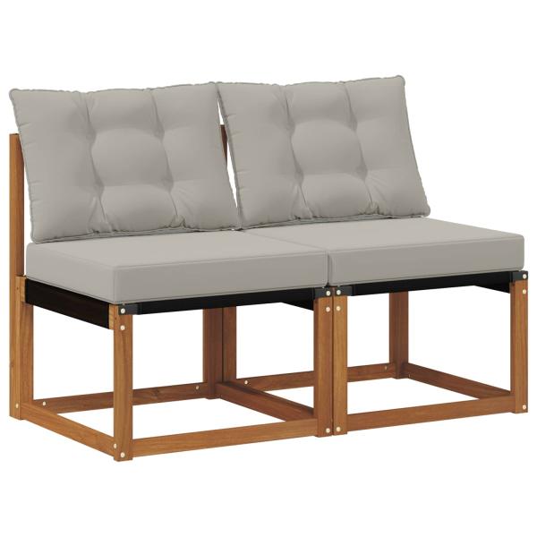 2 stk. Outdoor Mittelsofa Massivholz Akazie und Textilene Stoff