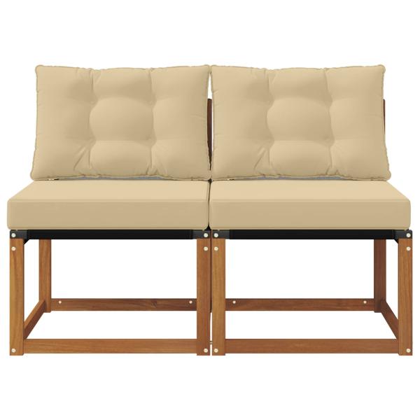 2 stk. Outdoor Mittelsofa Massivholz Akazie und Textilene Stoff