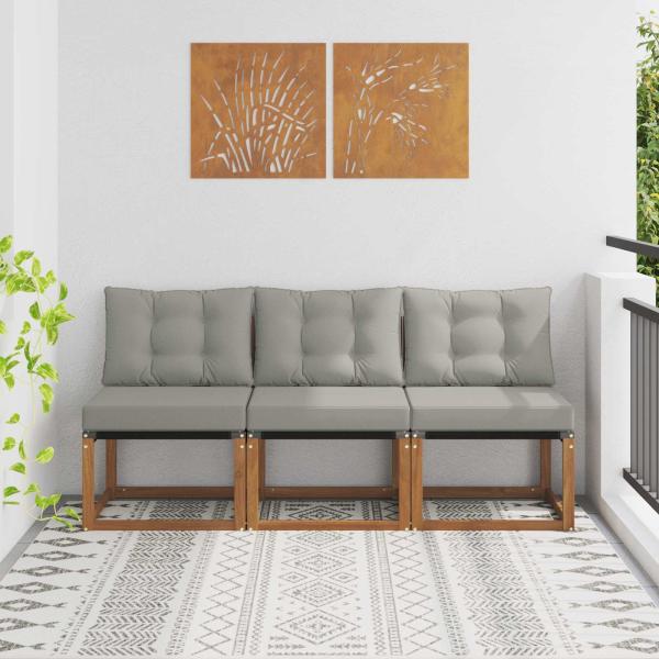 ARDEBO.de - 3 stk. Outdoor Mittelsofa Massivholz Akazie und Textilene Stoff