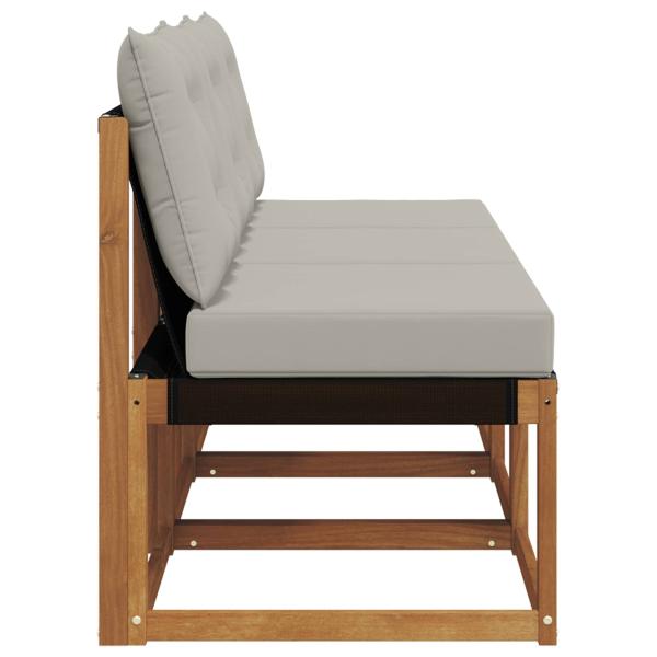 3 stk. Outdoor Mittelsofa Massivholz Akazie und Textilene Stoff