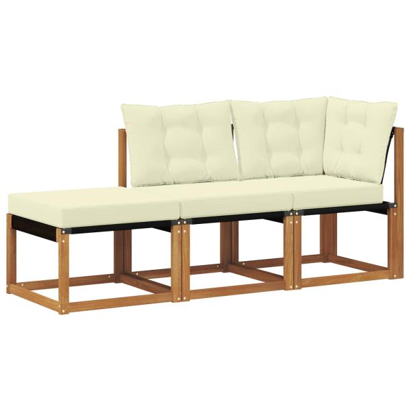3 stk. Ecksofa-Einheiten für draußen Natur und Creme