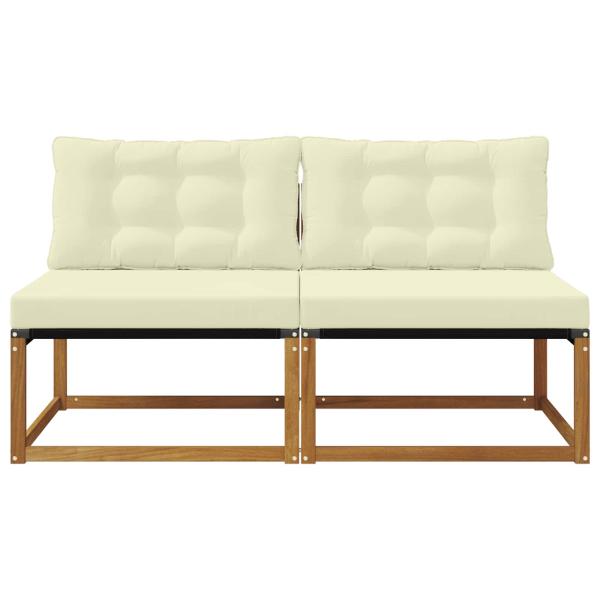 2 stk. Outdoor Mittelsofa Massivholz Akazie Natur