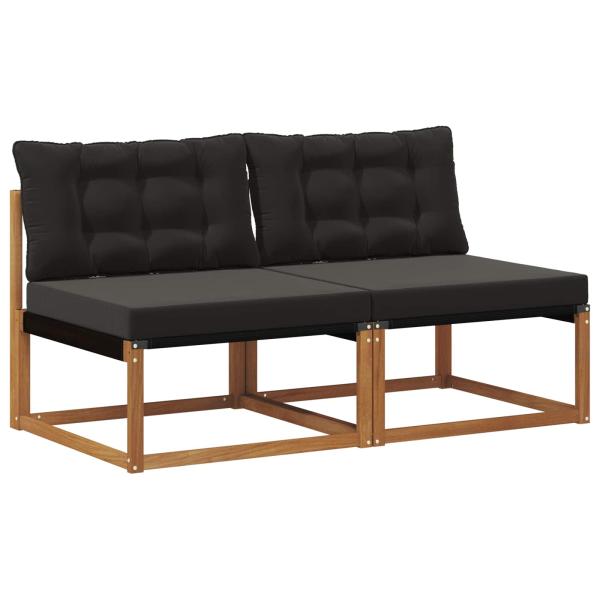 2 stk. Outdoor Mittelsofa Massivholz Akazie Natur