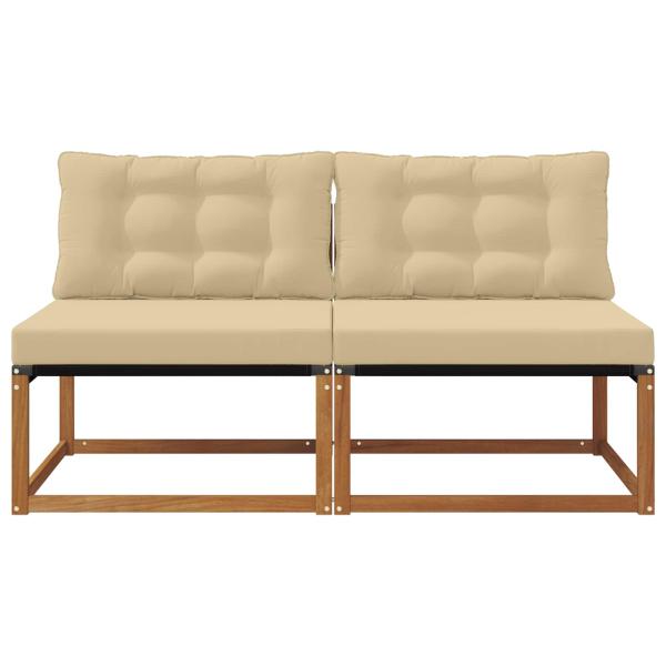 2 stk. Outdoor Mittelsofa Massivholz Akazie Natur
