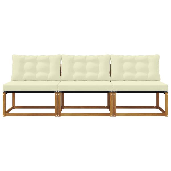 3 stk. Outdoor Mittelsofa Massivholz Akazie Natur