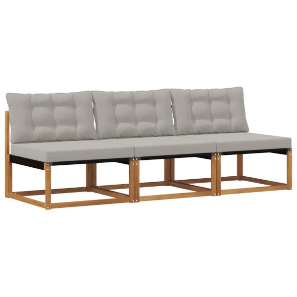3 stk. Outdoor Mittelsofa Massivholz Akazie Natur