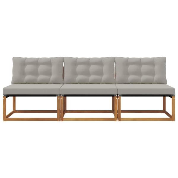 3 stk. Outdoor Mittelsofa Massivholz Akazie Natur