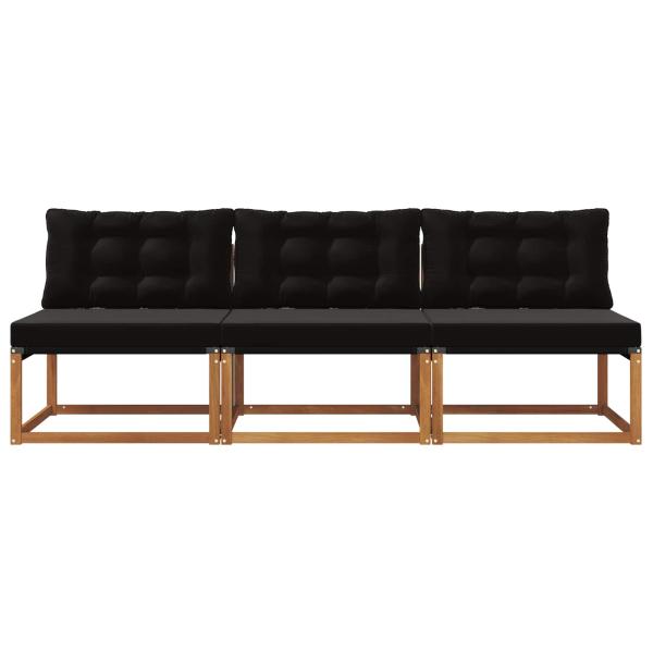 3 stk. Outdoor Mittelsofa Massivholz Akazie Natur