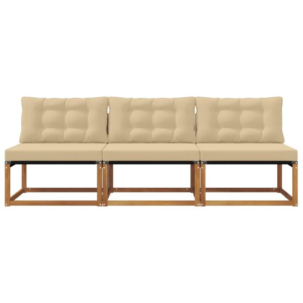 3 stk. Outdoor Mittelsofa Massivholz Akazie Natur
