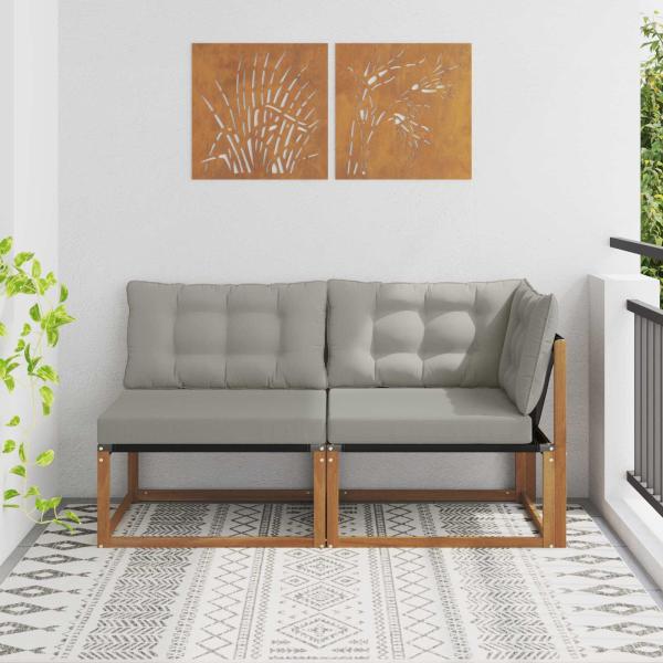 ARDEBO.de - 2 stk. Outdoor Mittel- und Ecksofa Massivholz Akazie Natur