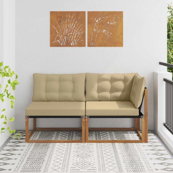 ARDEBO.de - 7 stk. Outdoor Mittel- und Ecksofa Massivholz Akazie Natur