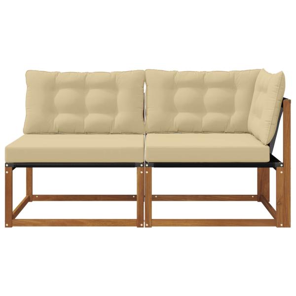 7 stk. Outdoor Mittel- und Ecksofa Massivholz Akazie Natur