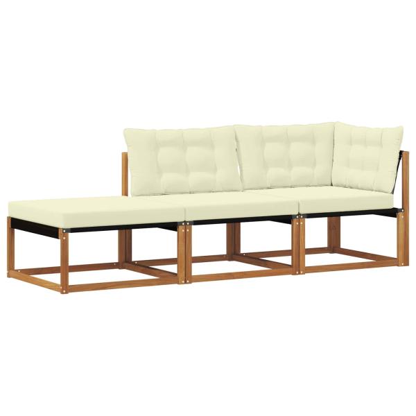 3 stk. Ecksofa-Einheiten für draußen Massivholz Akazie Natur