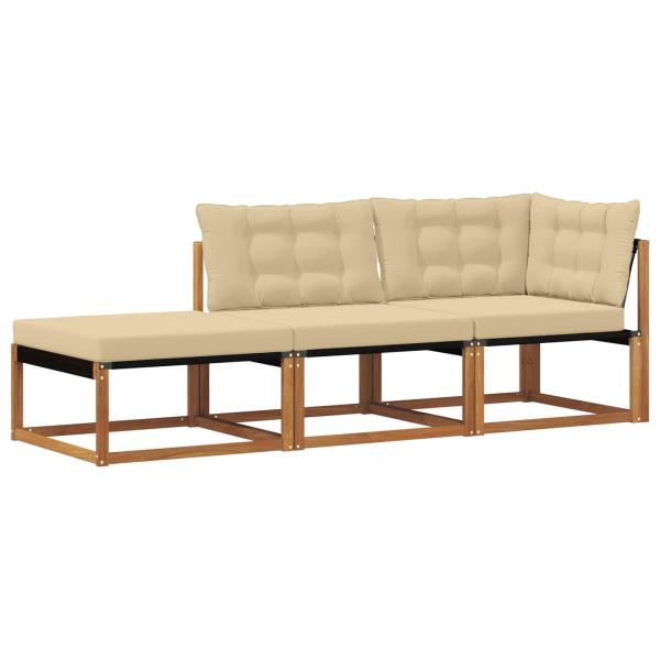 3 stk. Ecksofa-Einheiten für draußen Massivholz Akazie Natur