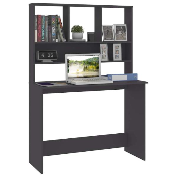 Schreibtisch mit Regalen Grau 110x45x157 cm Holzwerkstoff