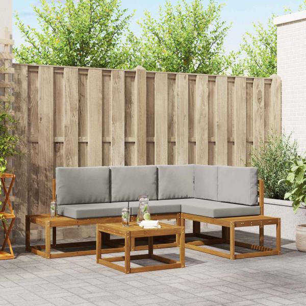 ARDEBO.de - 5 stk. Outdoor-Sofagarnitur Massives Akazienholz und Polyester