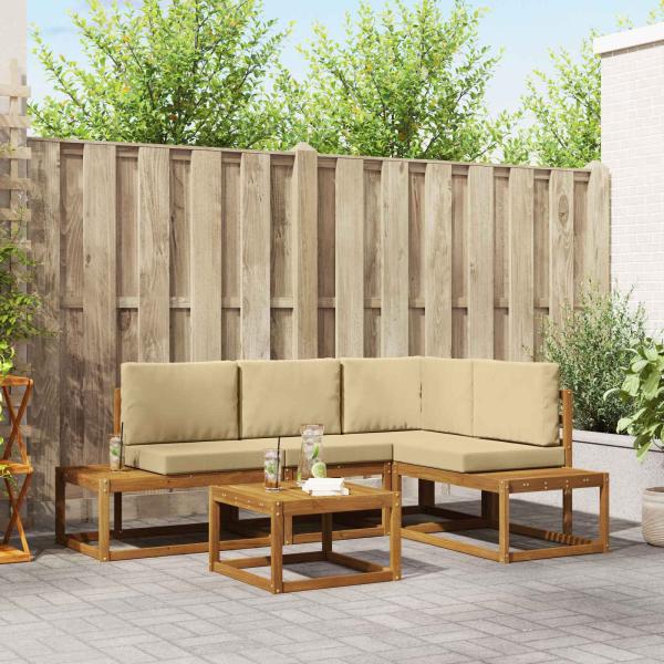 ARDEBO.de - 5 stk. Outdoor-Sofagarnitur Massives Akazienholz und Polyester