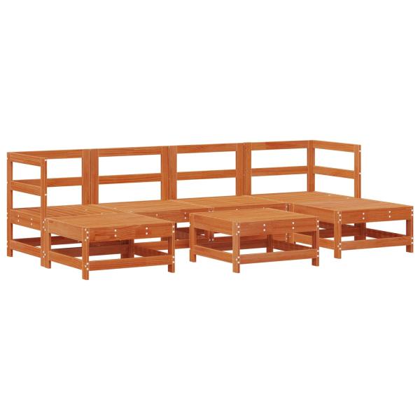 Garten-Lounge-Set 7 stk. Wachsbraun Massives Kiefernholz