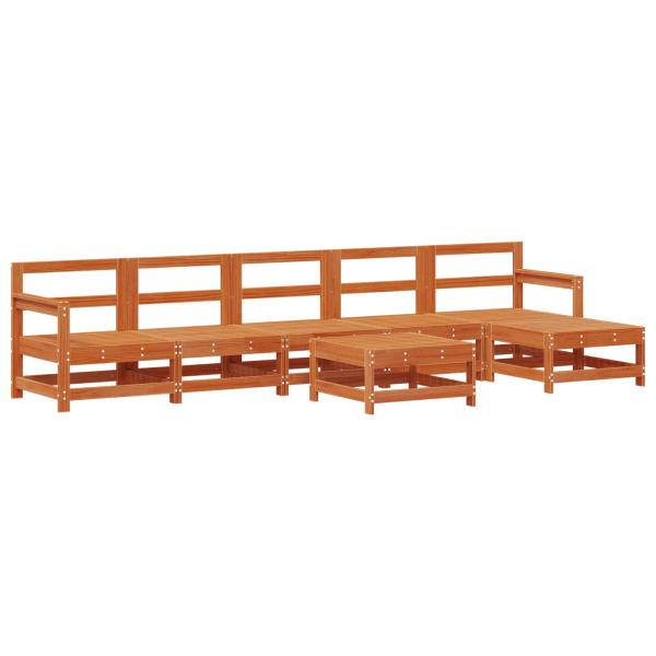 Garten-Lounge-Set 7 stk. Wachsbraun Massives Kiefernholz