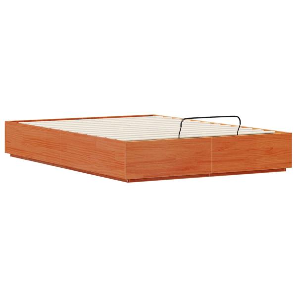 Ottoman-Bettgestell mit Stauraum Wachsbraun 140 x 200 cm