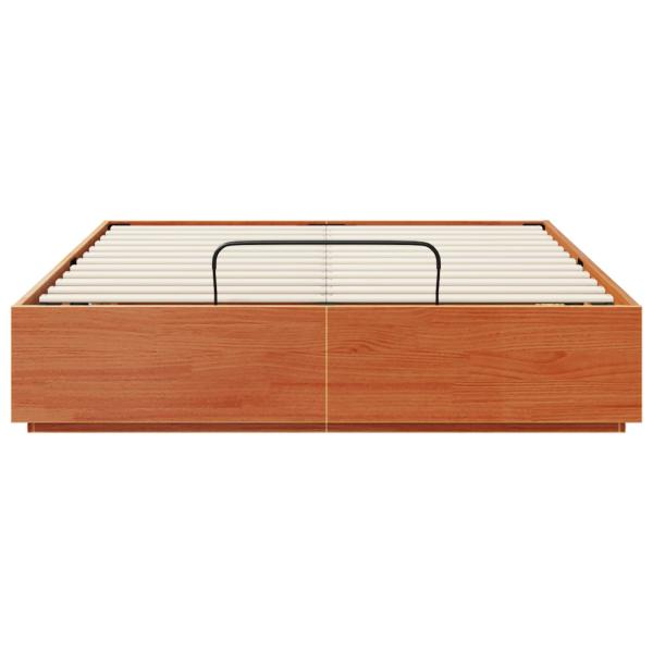 Ottoman-Bettgestell mit Stauraum Wachsbraun 140 x 200 cm