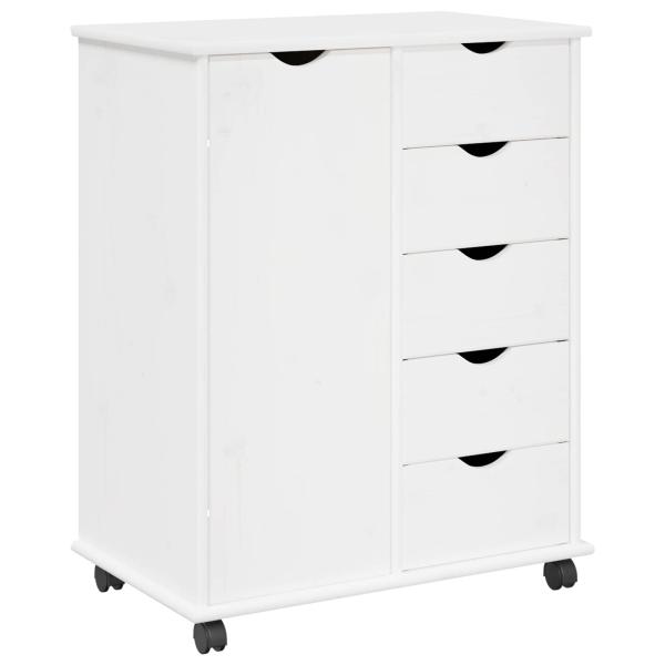 Rollschrank 63,5 x 39 x 79 cm Massivholz Kiefer Weiß