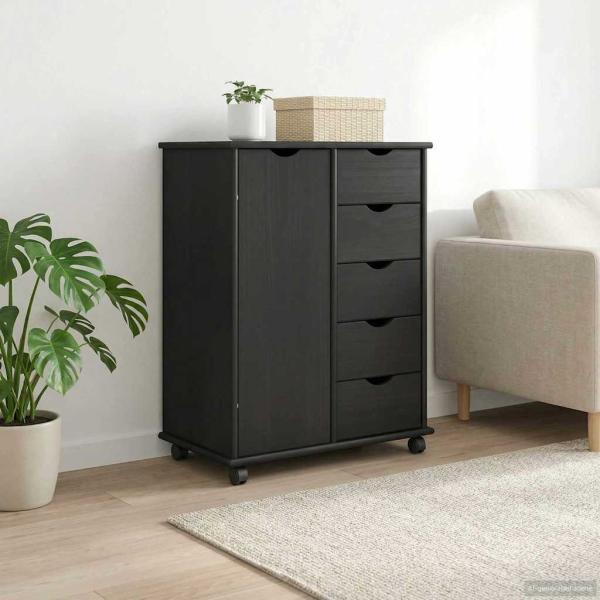 ARDEBO.de - Rollschrank 63,5 x 39 x 79 cm Massivholz Kiefer Grau