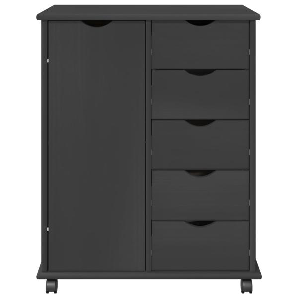 Rollschrank 63,5 x 39 x 79 cm Massivholz Kiefer Grau