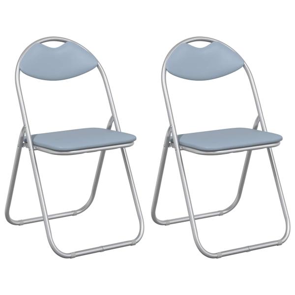 Klappstuhl 2 Stk. Kunstleder Grau 48 x 43,5 x 81 cm