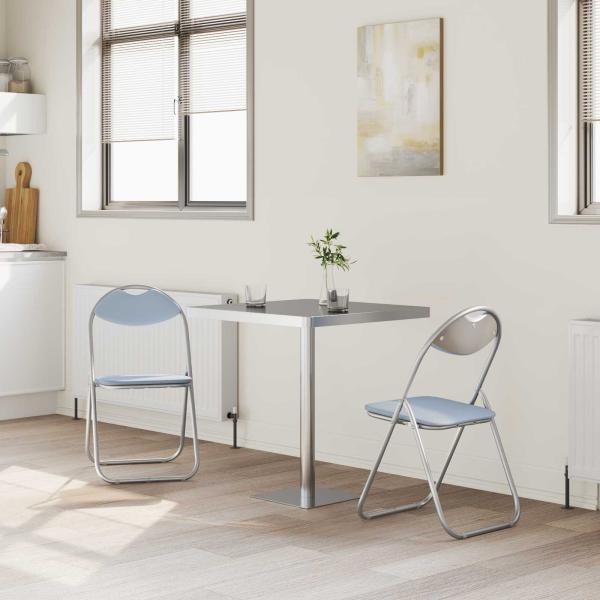 Klappstuhl 2 Stk. Kunstleder Grau 48 x 43,5 x 81 cm