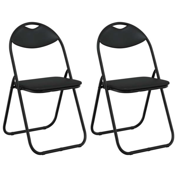 Klappstuhl 2 Stk. Kunstleder Schwarz 48 x 43,5 x 81 cm