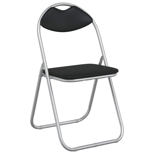 Klappstuhl 8 Stk. Kunstleder Schwarz und Grau 48 x 43,5 x 81 cm