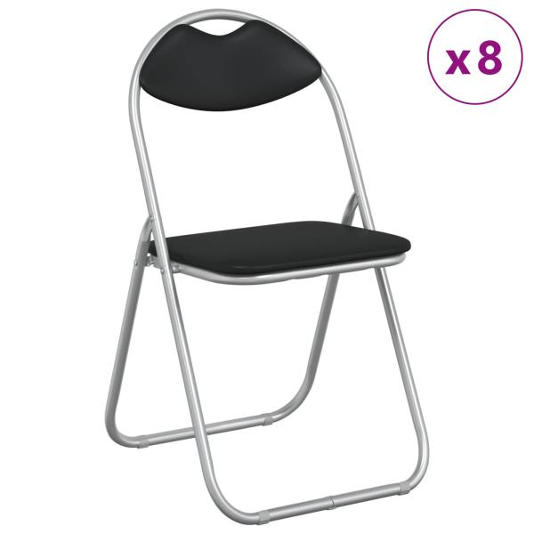 Klappstuhl 8 Stk. Kunstleder Schwarz und Grau 48 x 43,5 x 81 cm