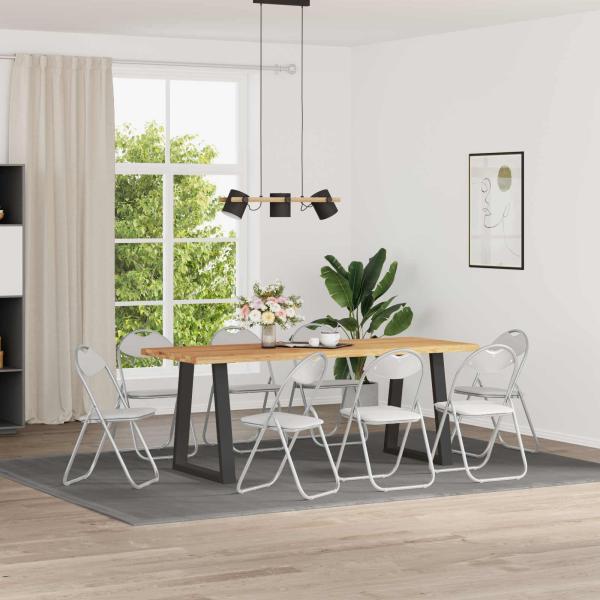 ARDEBO.de - Klappstuhl 8 stk. Kunstleder Weiß und Grau 48 x 43,5 x 81 cm