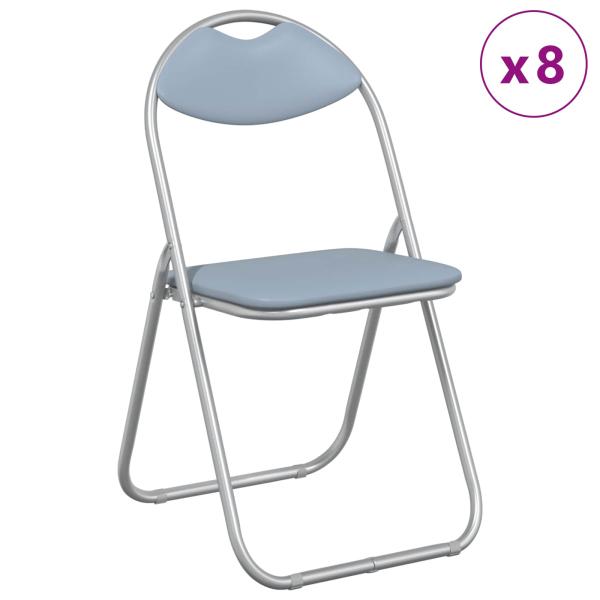 Klappstuhl 8 Stk. Kunstleder Grau 48 x 43,5 x 81 cm