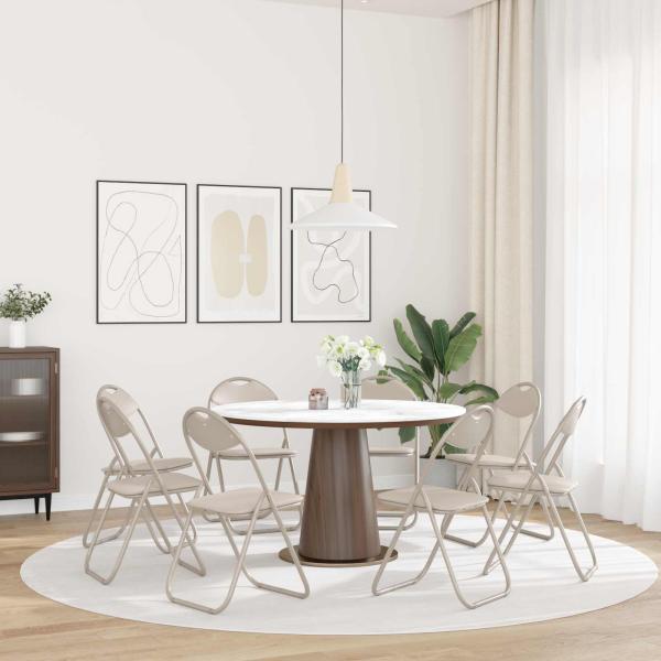 Klappstuhl 8 stk. Kunstleder Sand 48 x 43,5 x 81 cm