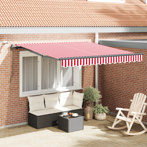 Markisenstoff mit Rot und Weiß 350 x 250 cm Polyester