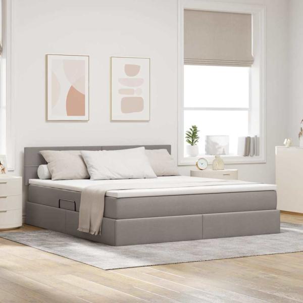ARDEBO.de - Aufbewahrungsbett mit Matratze Taupe 160 x 200 cm Samt