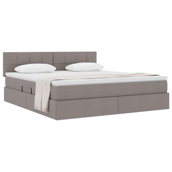 Aufbewahrungsbett mit Matratze Taupe 160 x 200 cm Samt