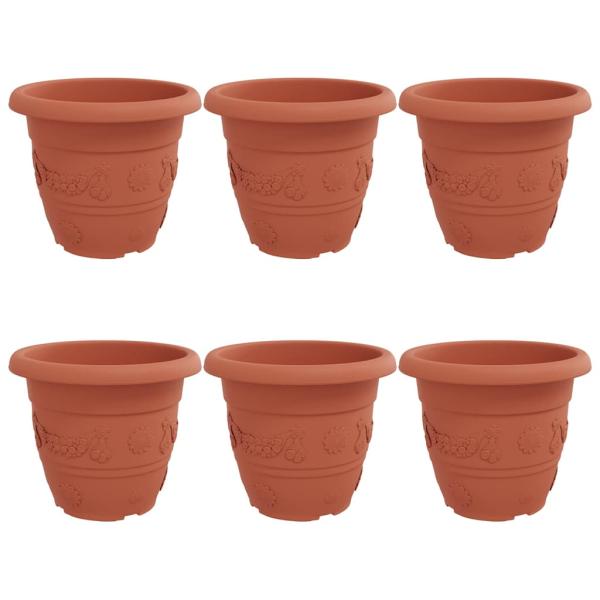Runder Blumentopf 6 stk. Ziegelrot Ø 34 x 28 cm Kunststoff