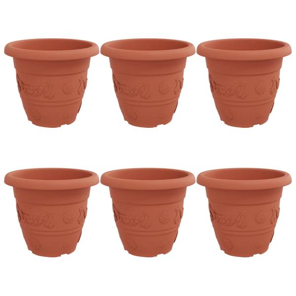 Runder Blumentopf 6 stk. Ziegelrot Ø 39 x 32 cm Kunststoff