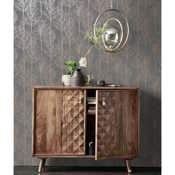 ARDEBO.de - DUTCH WALLCOVERINGS Tapete Rhea Trees Grau und Rotgolden